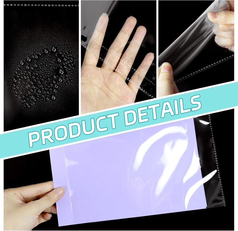 VOKOY 100 Pack 5.5x8.5 Inch Sheet Protectors for 3 or 6 Ring A5 Binder, Half Letter Size 7 Holes Mini Heavy-Duty Sheet Protector Sleeves Crystal Clear Playbill Binder Pockets - Image 3
